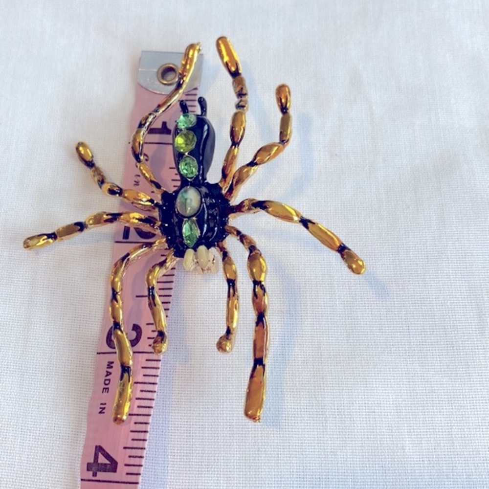 Huge Enamel Halloween Spider Brooch Pin - Picture 6 of 7